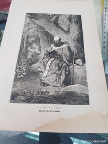 Arte: ANTIGUA LAMINA GRABADO RELIGIOSO SANTORAL SAN MAXIMO OBISPO 27 NOVIEMBRE
